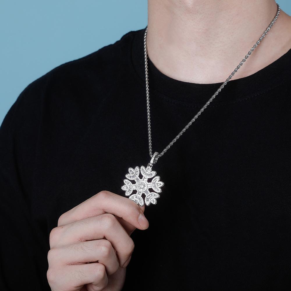 Baguette Snowflake Pendant 14K - ICECI