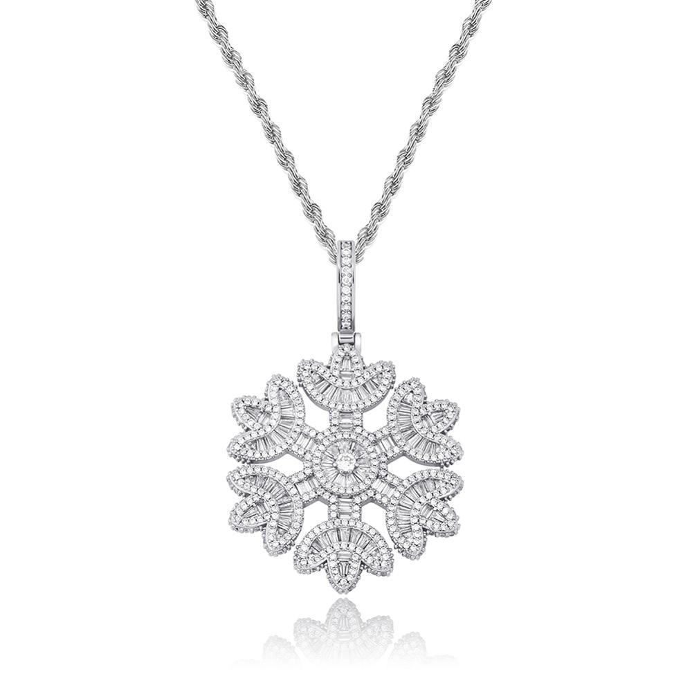 Baguette Snowflake Pendant 14K - ICECI