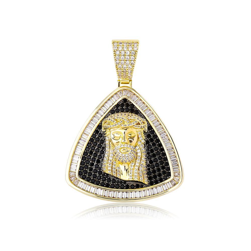 Baguette Triangle Jesus Pendant 14K - ICECI