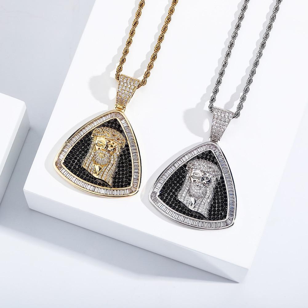 Baguette Triangle Jesus Pendant 14K - ICECI