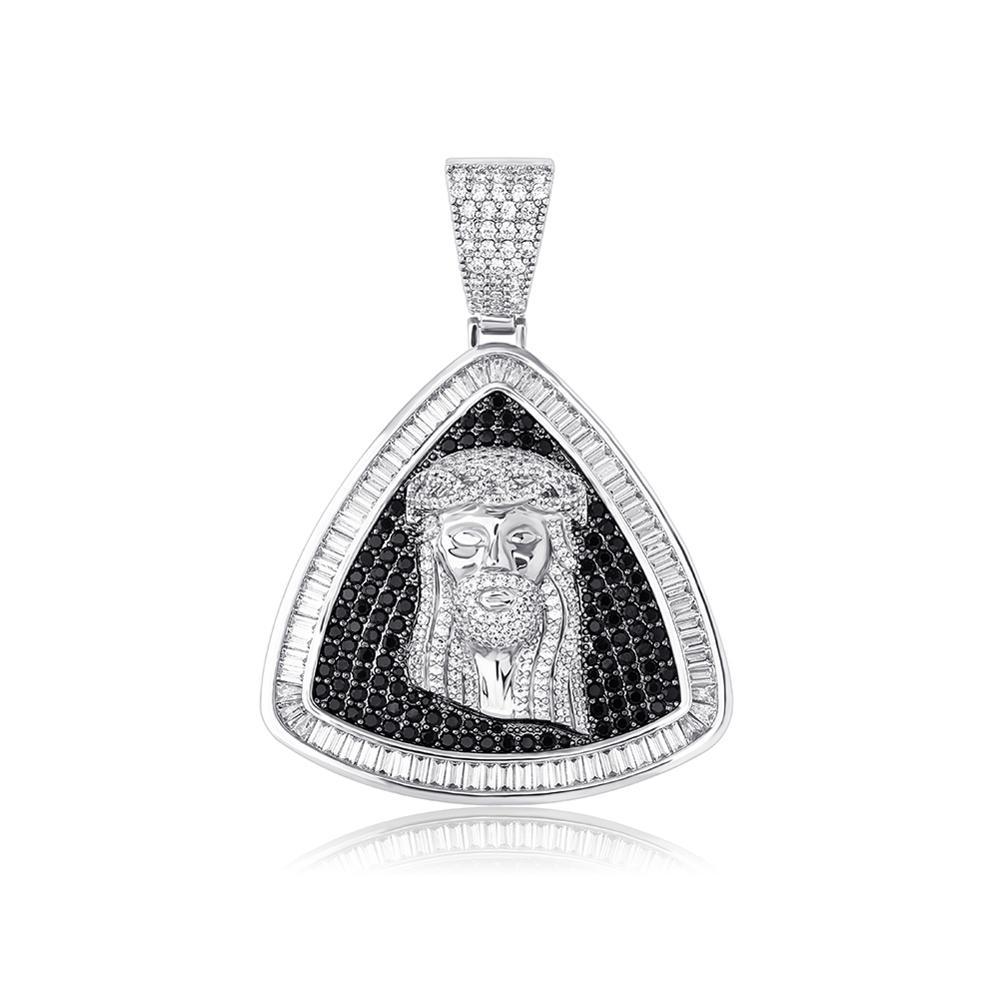 Baguette Triangle Jesus Pendant 14K - ICECI