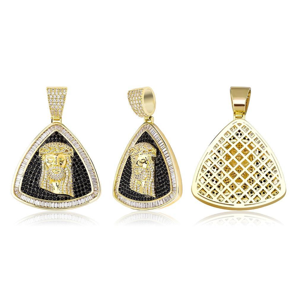 Baguette Triangle Jesus Pendant 14K - ICECI