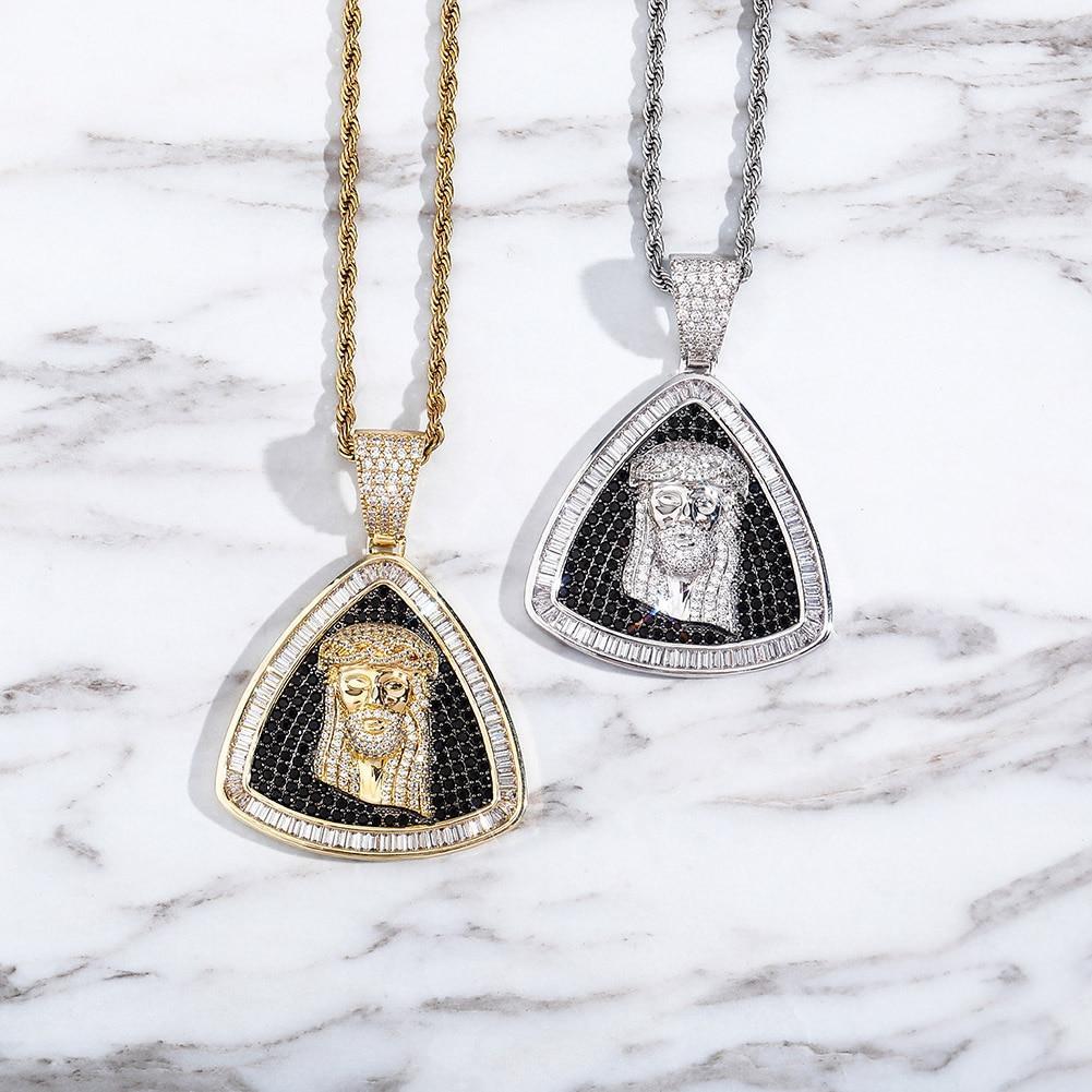 Baguette Triangle Jesus Pendant 14K - ICECI