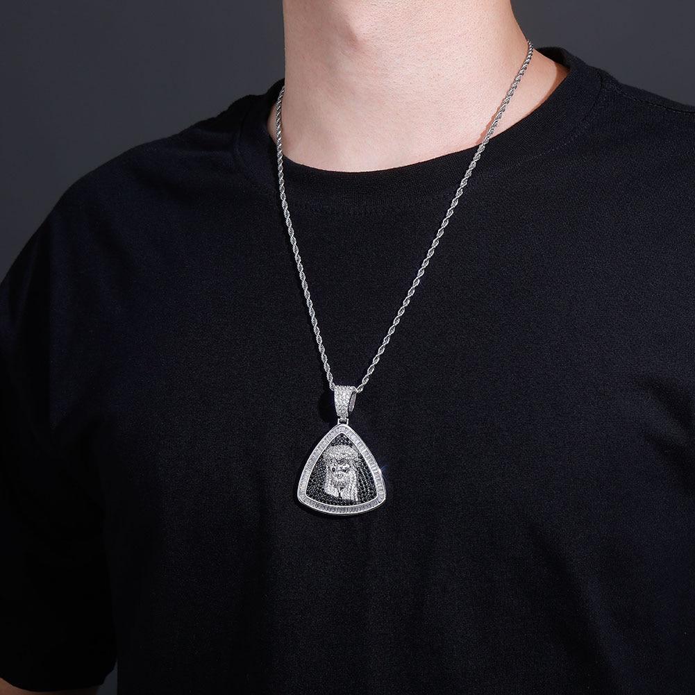 Baguette Triangle Jesus Pendant 14K - ICECI