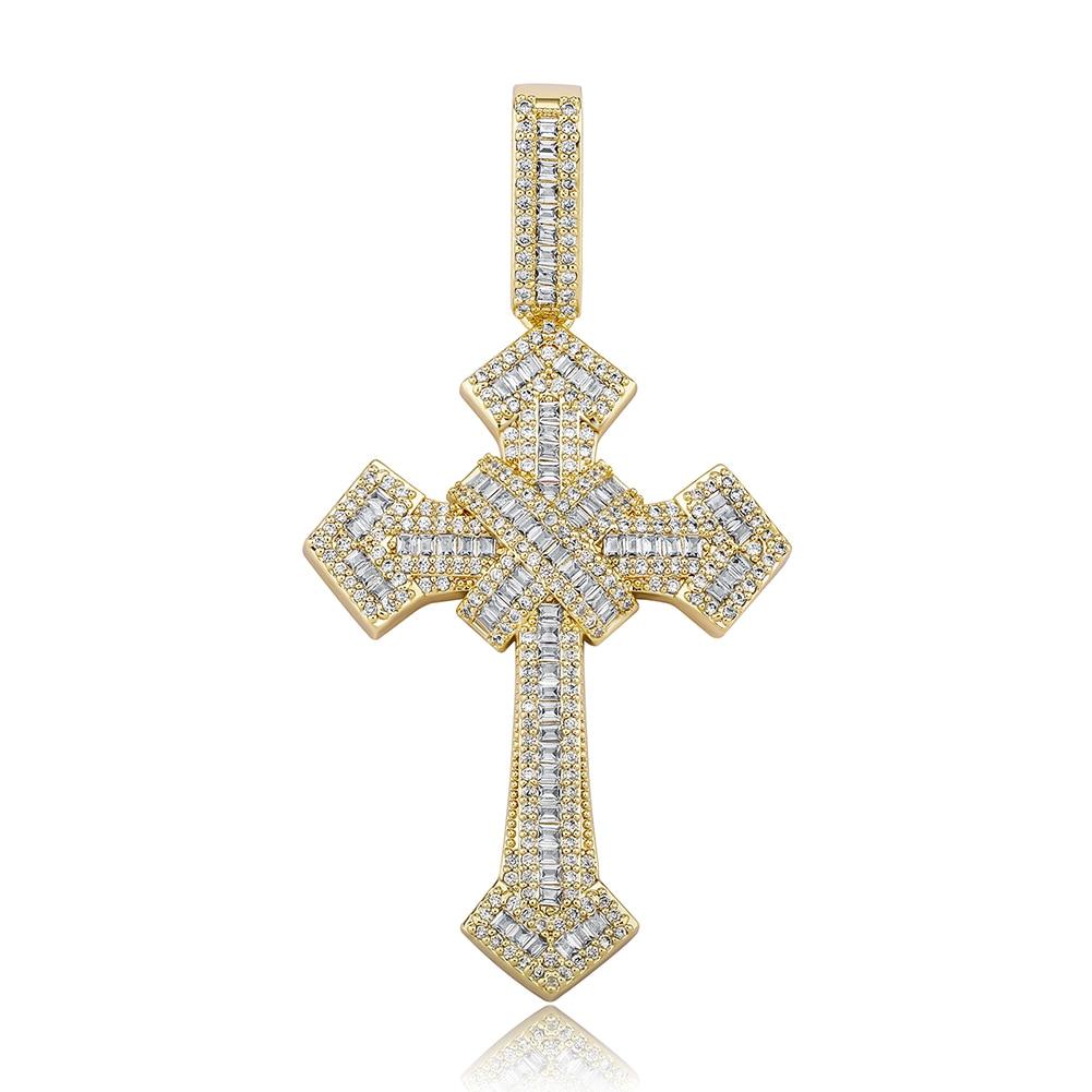 Baguette X Cross Pendant 14K - ICECI