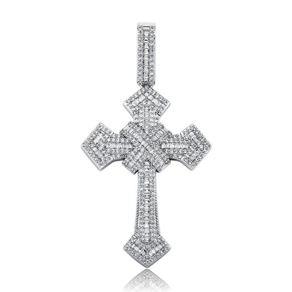 Baguette X Cross Pendant 14K - ICECI