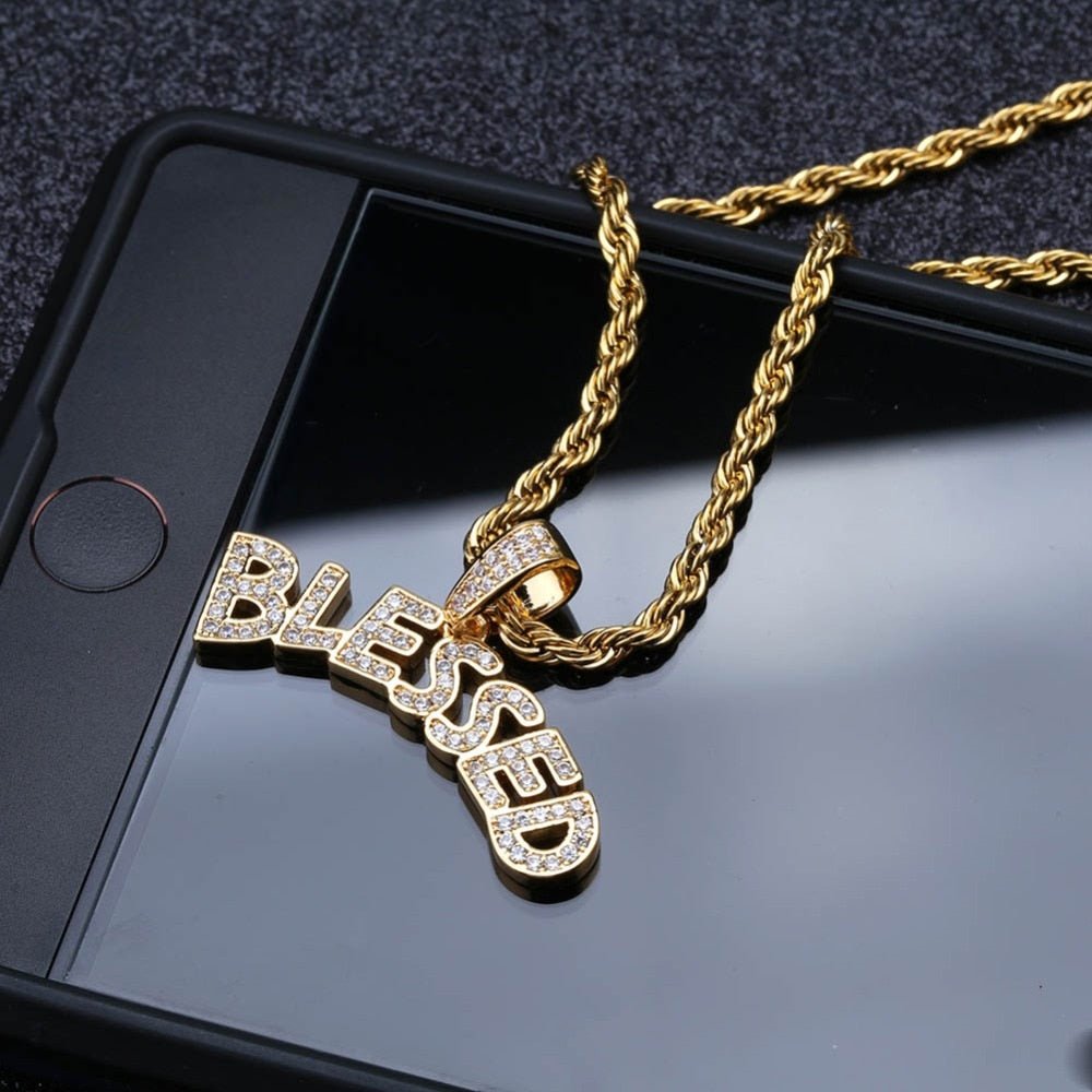 Blessed Bubble Letters Pendant 18K - ICECI