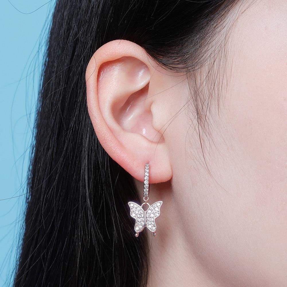 Butterfly Drop Earrings 14K - ICECI