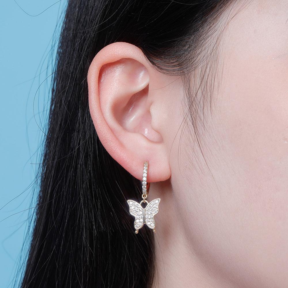 Butterfly Drop Earrings 14K - ICECI