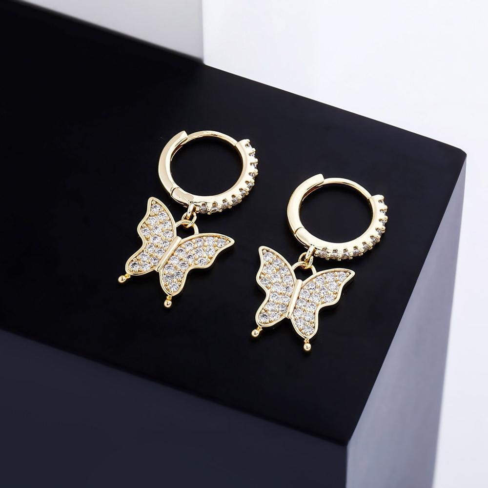 Butterfly Drop Earrings 14K - ICECI