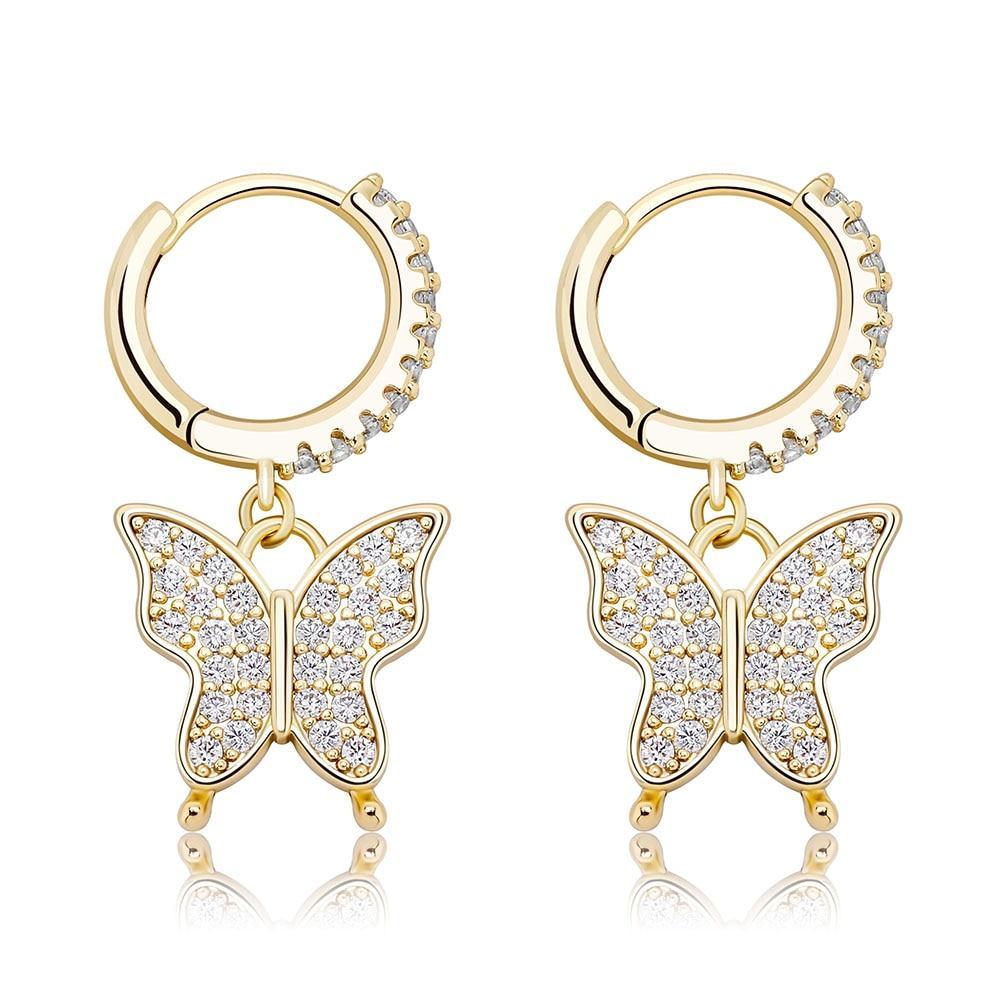 Butterfly Drop Earrings 14K - ICECI