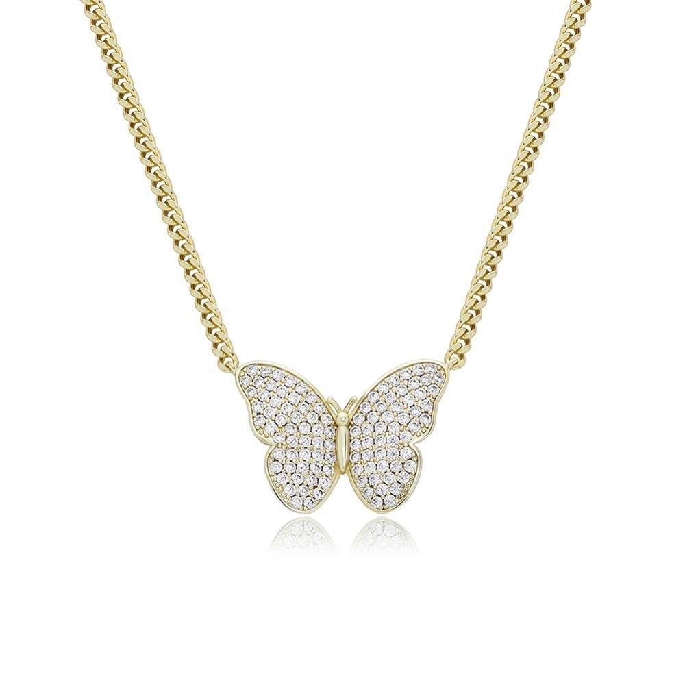 Butterfly Micro Cuban Necklace 14K - ICECI
