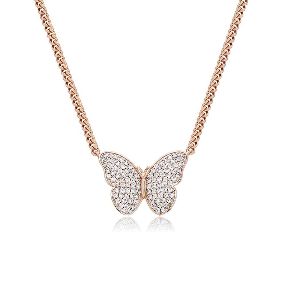 Butterfly Micro Cuban Necklace 14K - ICECI