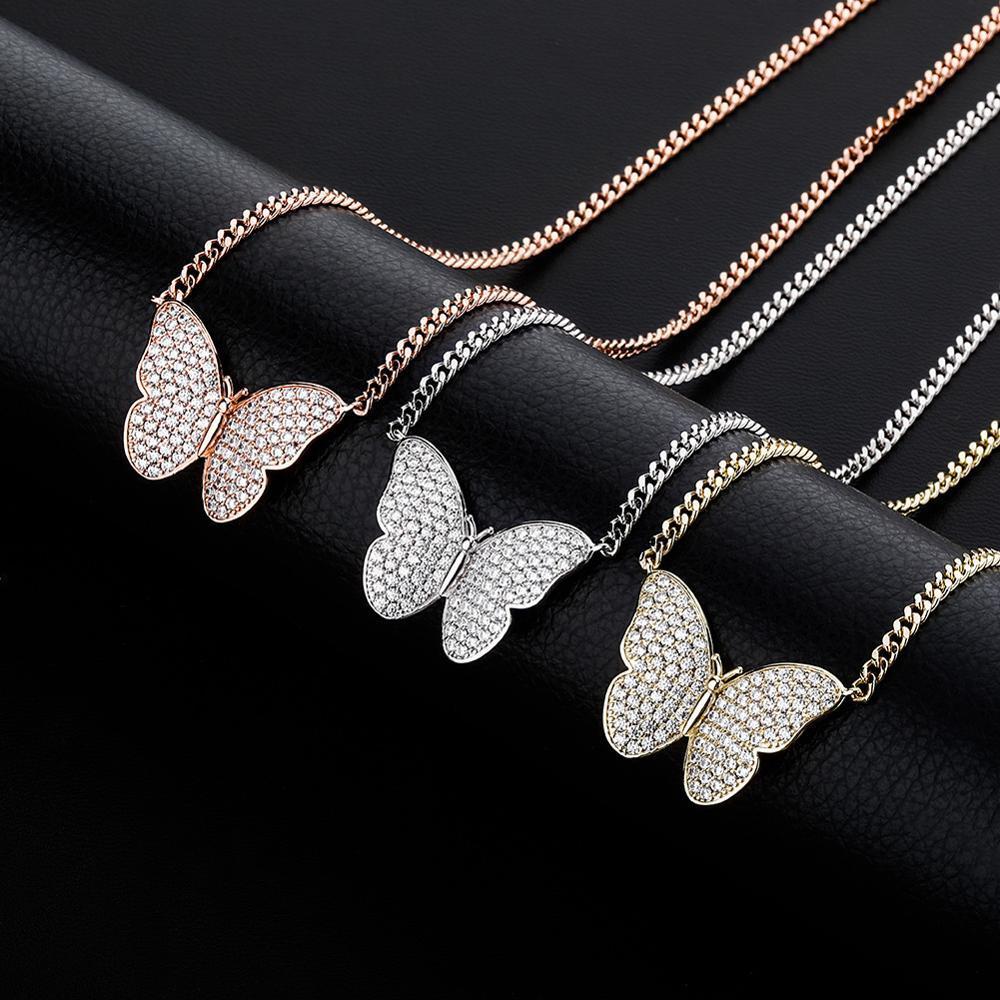 Butterfly Micro Cuban Necklace 14K - ICECI