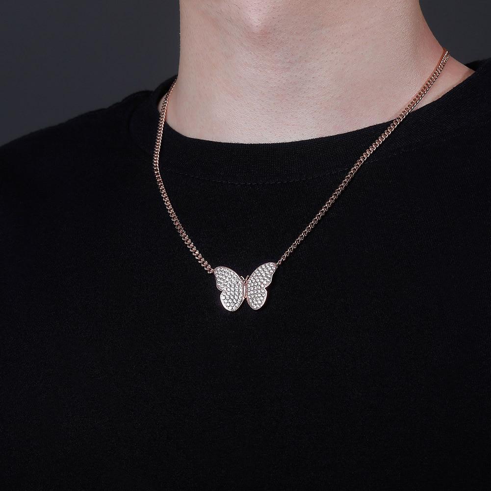 Butterfly Micro Cuban Necklace 14K - ICECI