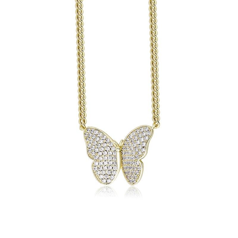 Butterfly Micro Cuban Necklace 14K - ICECI