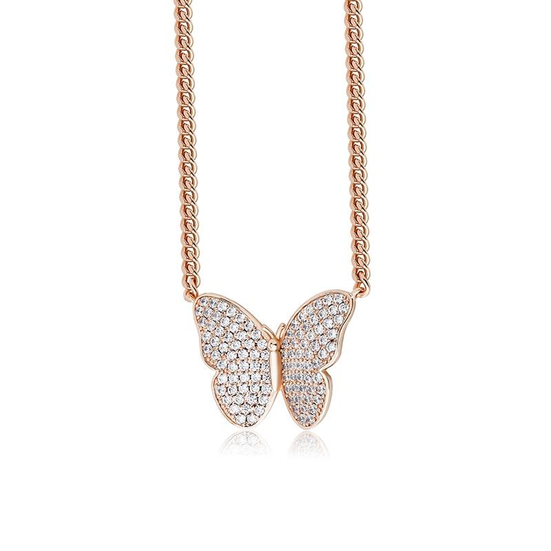 Butterfly Micro Cuban Necklace 14K - ICECI