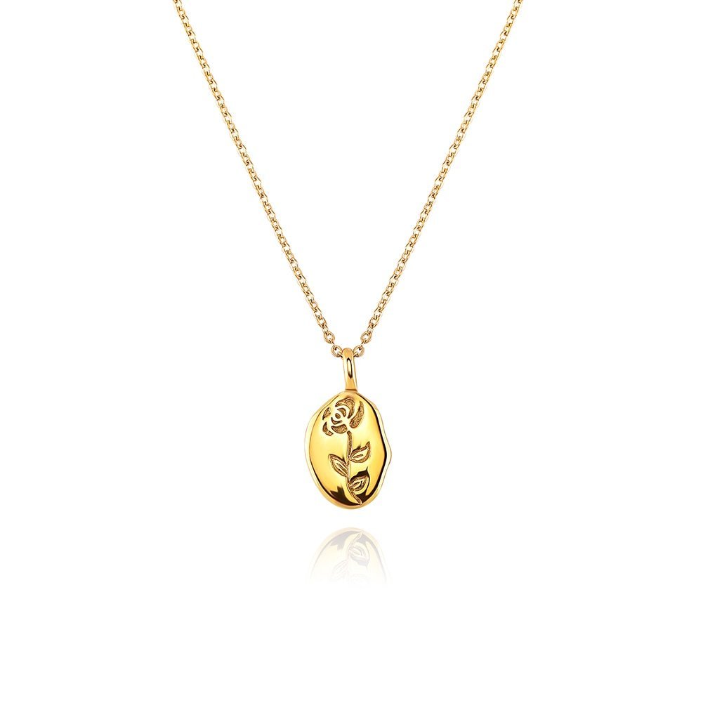 Carved Rose Pendant 14K - ICECI