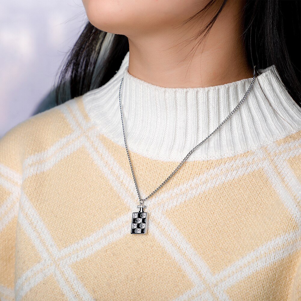 Checkerboard Perfume Bottle Pendant 14K - ICECI