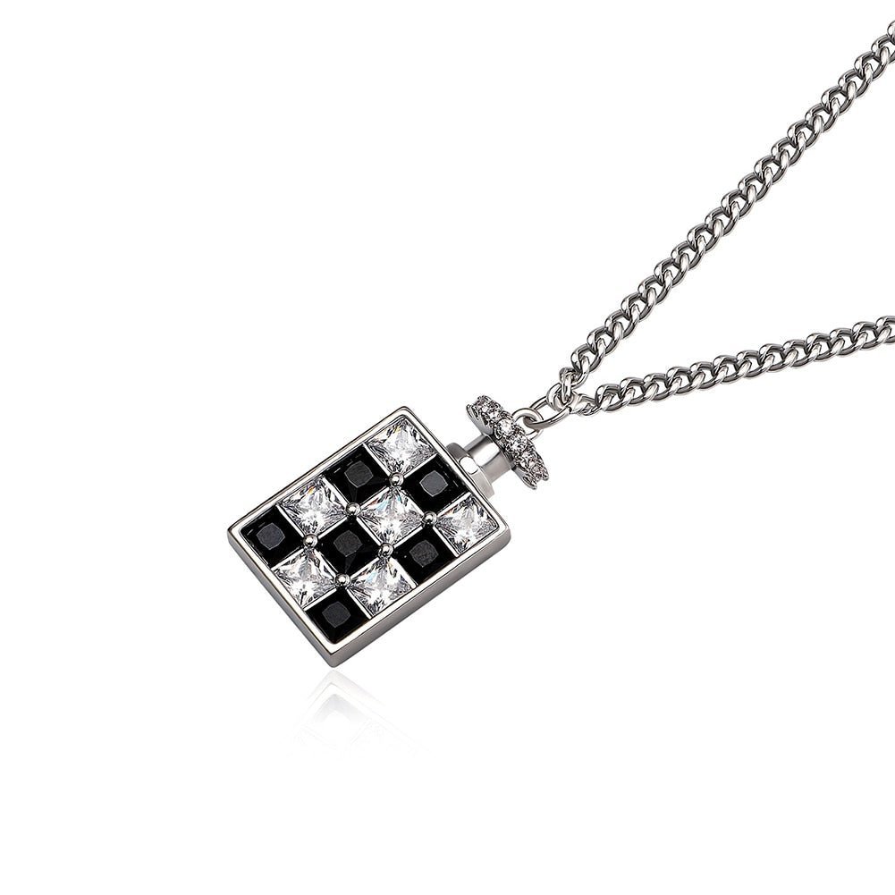 Checkerboard Perfume Bottle Pendant 14K - ICECI