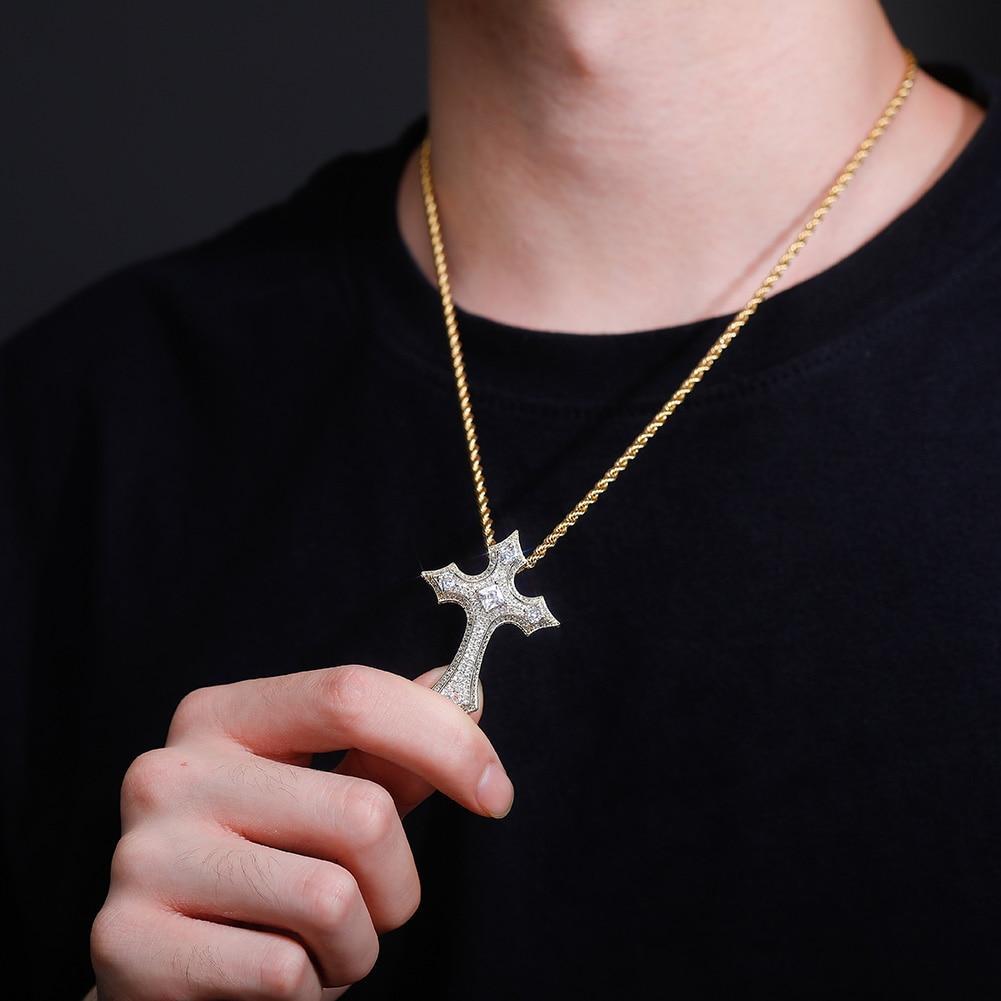 Clustered Diamond Cross Pendant 14K - ICECI