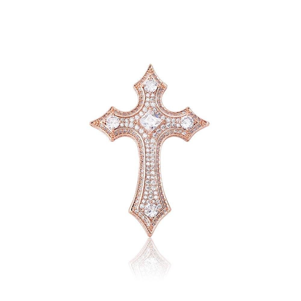 Clustered Diamond Cross Pendant 14K - ICECI