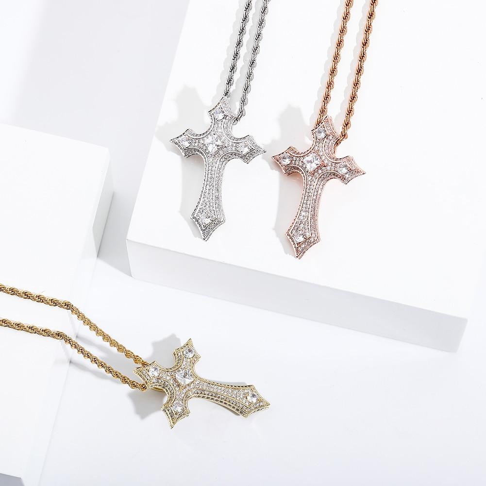 Clustered Diamond Cross Pendant 14K - ICECI