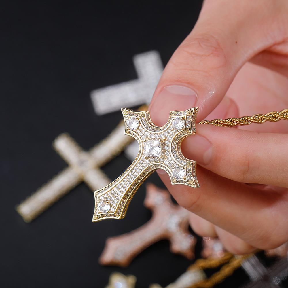 Clustered Diamond Cross Pendant 14K - ICECI