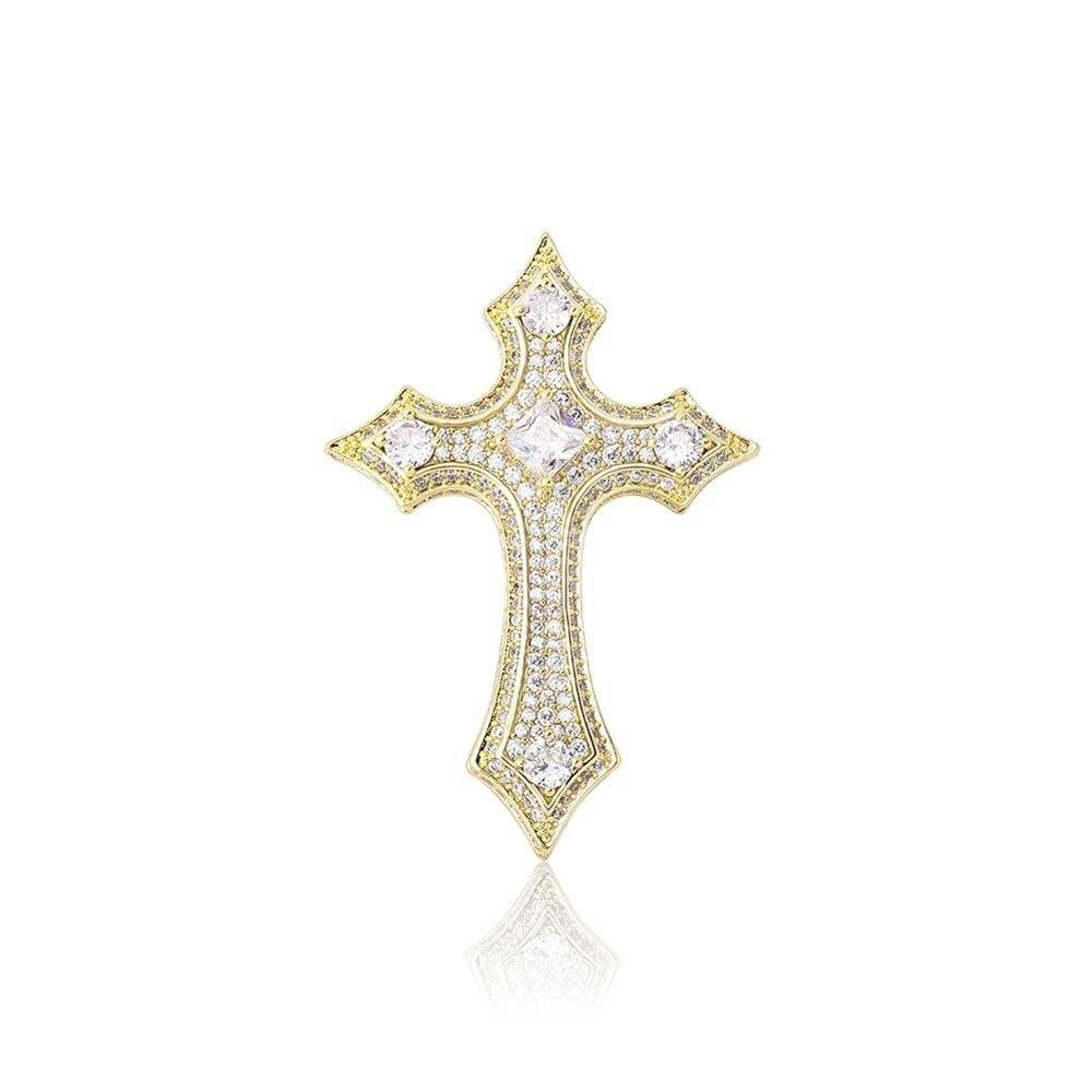 Clustered Diamond Cross Pendant 14K - ICECI