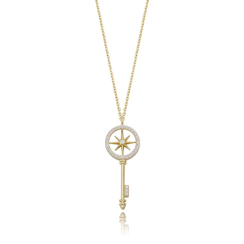Compass Key Pendant 14K x Sterling Silver - ICECI