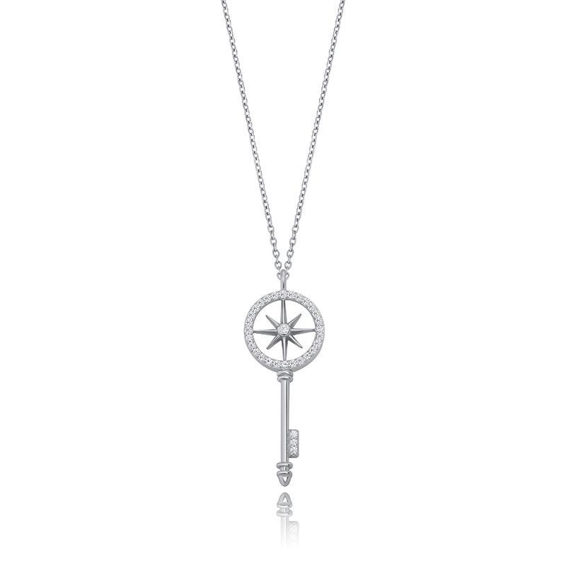 Compass Key Pendant 14K x Sterling Silver - ICECI