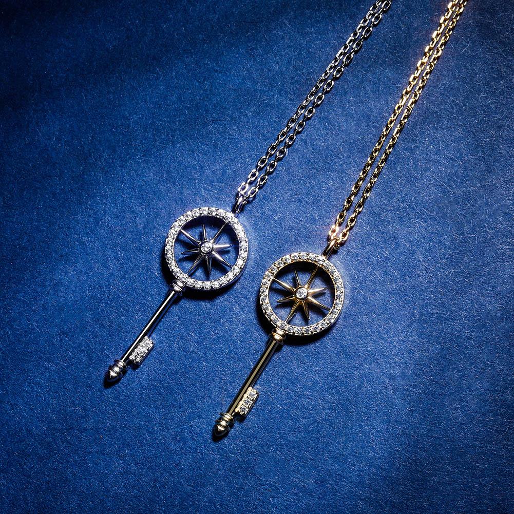 Compass Key Pendant 14K x Sterling Silver - ICECI