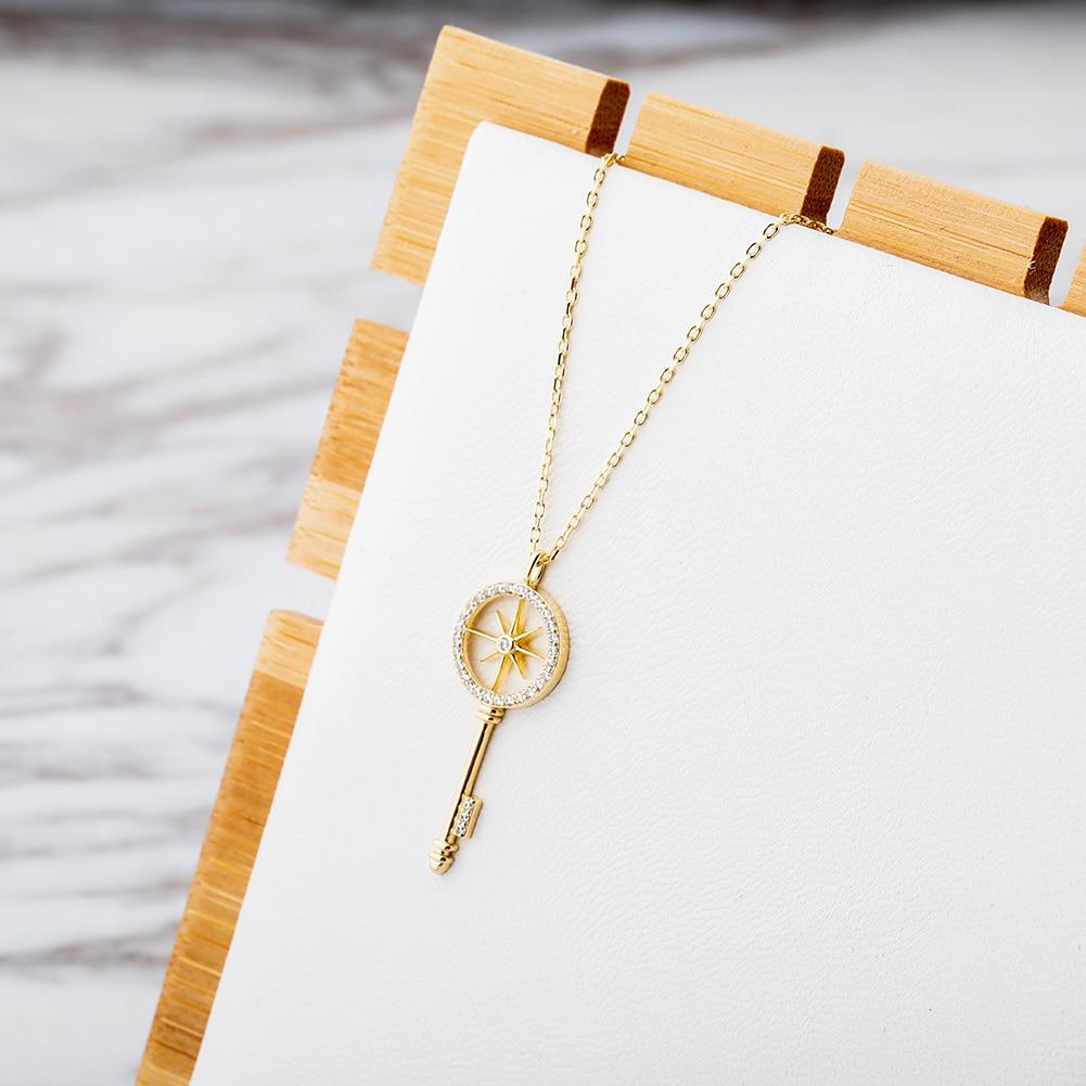 Compass Key Pendant 14K x Sterling Silver - ICECI