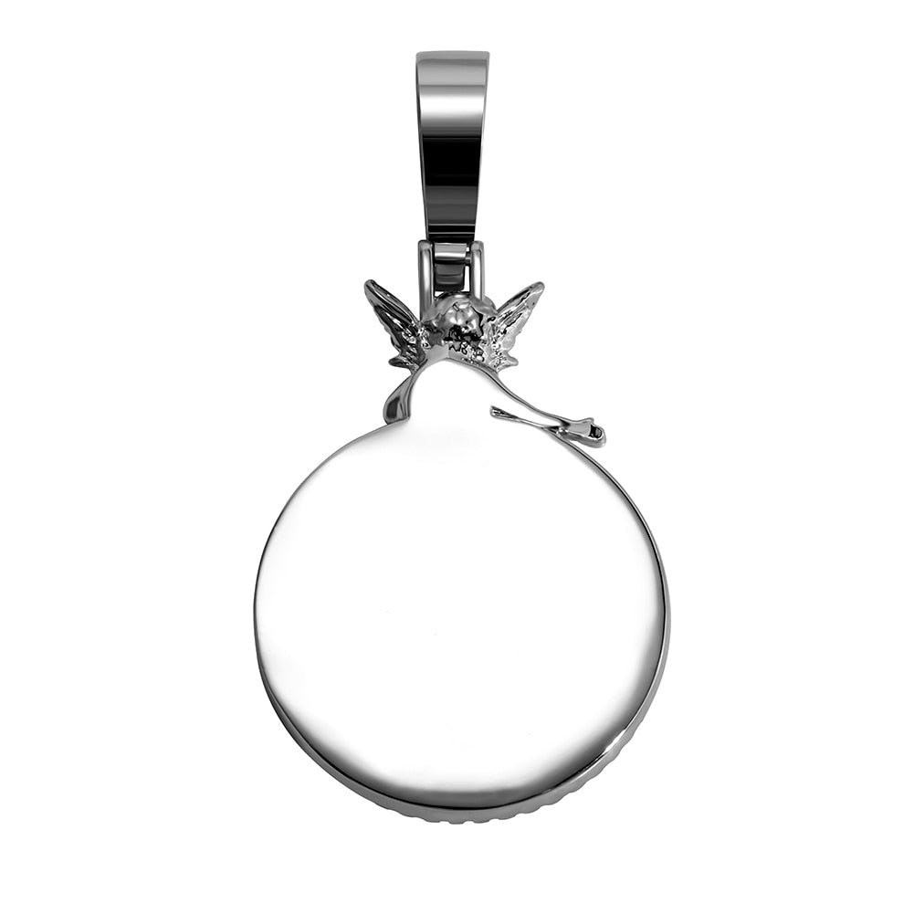 Custom Angel Photo Medallion Pendant 14K - ICECI