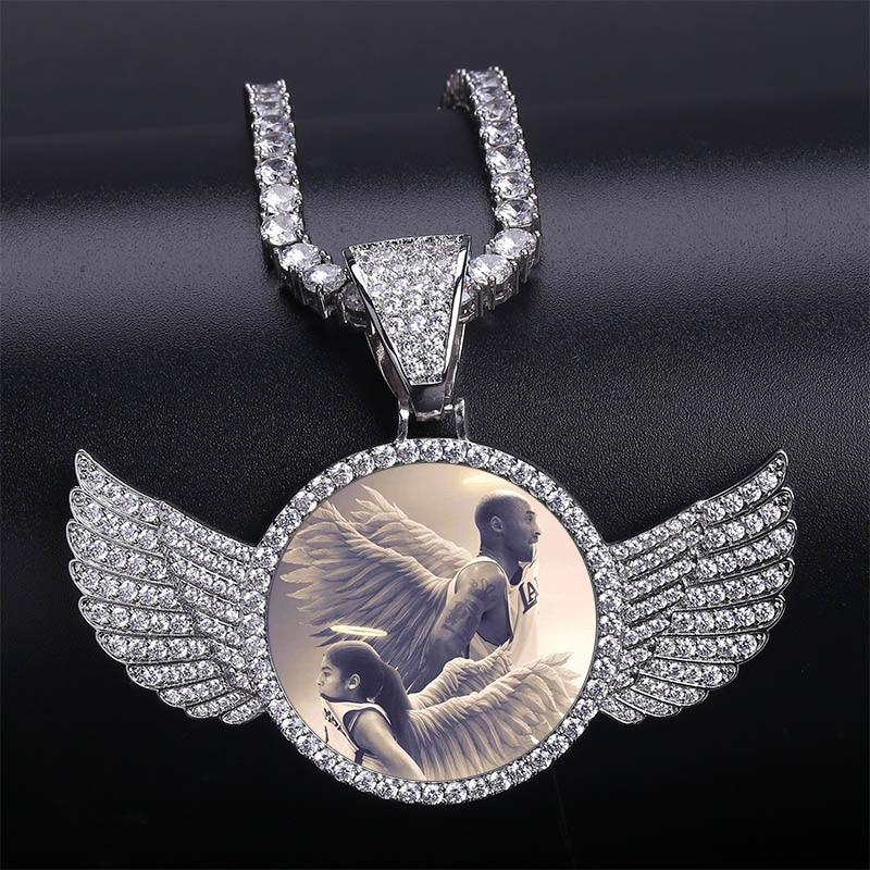 Custom Angel Wings Photo Pendant 14K - ICECI