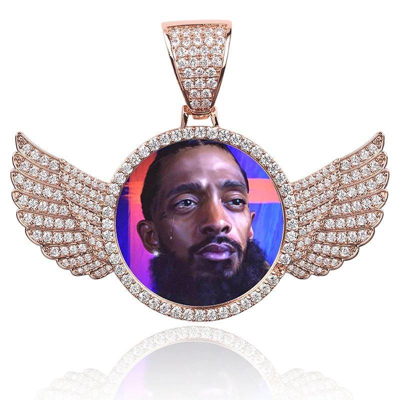 Custom Angel Wings Photo Pendant 14K - ICECI