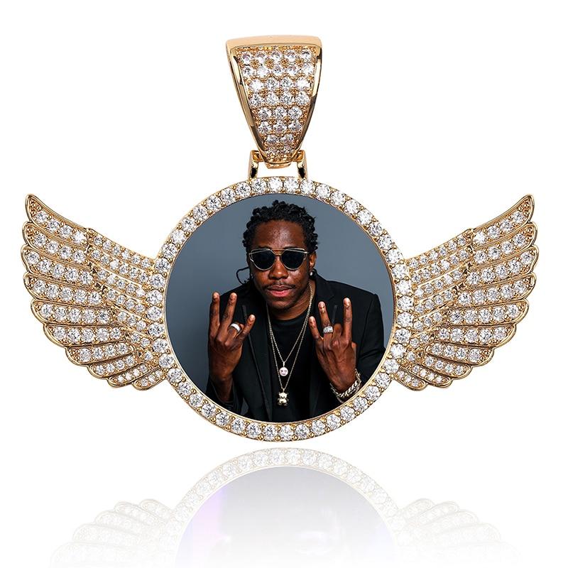 Custom Angel Wings Photo Pendant 14K - ICECI