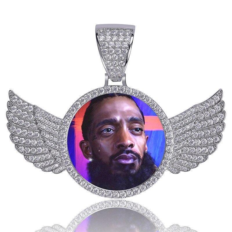 Custom Angel Wings Photo Pendant 14K - ICECI