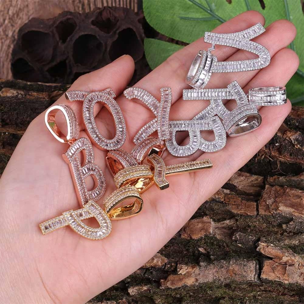 Custom Baguette Font Pendant 14K - ICECI