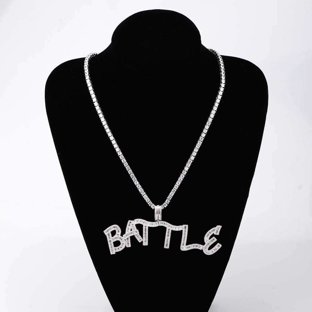 Custom Baguette Font Pendant 14K - ICECI