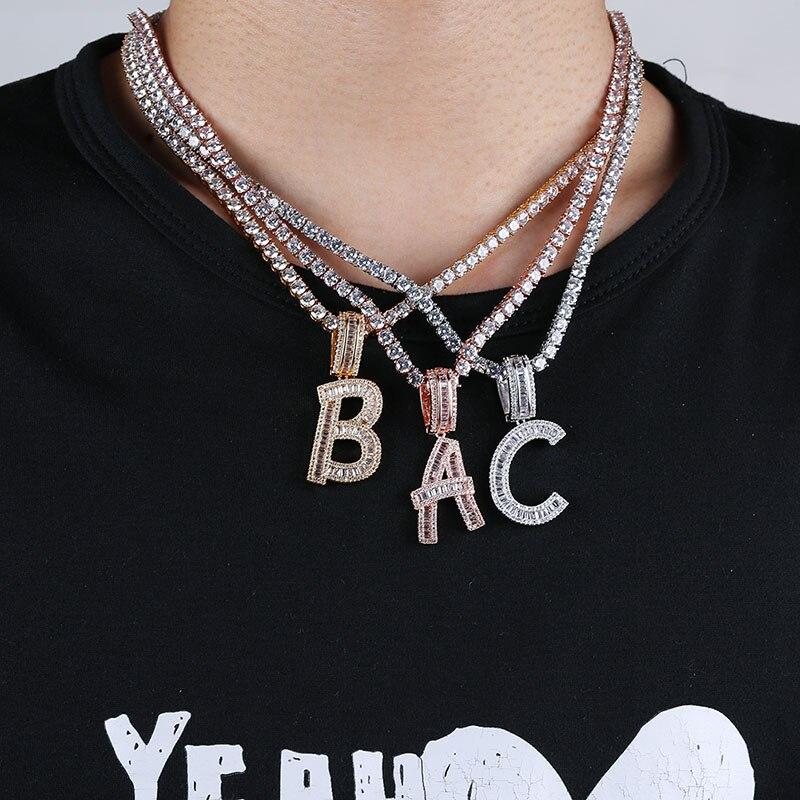 Custom Baguette Font Pendant 14K - ICECI
