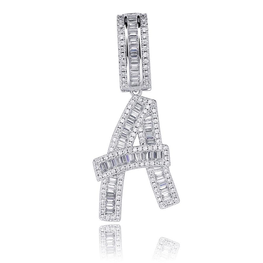 Custom Baguette Font Pendant 14K - ICECI