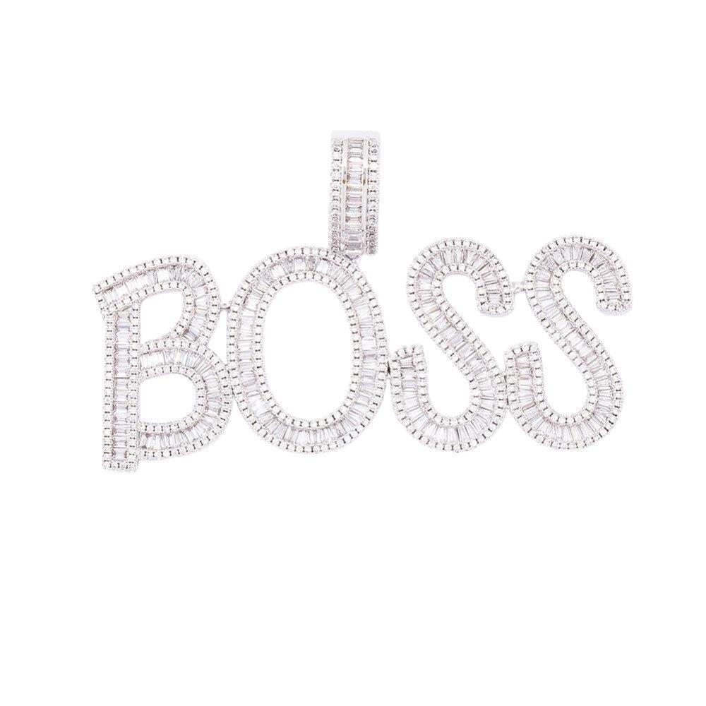 Custom Baguette Font Pendant 14K - ICECI