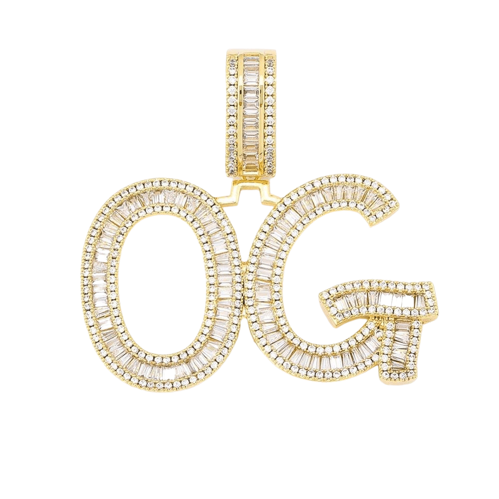 Custom Baguette Font Pendant 14K - ICECI