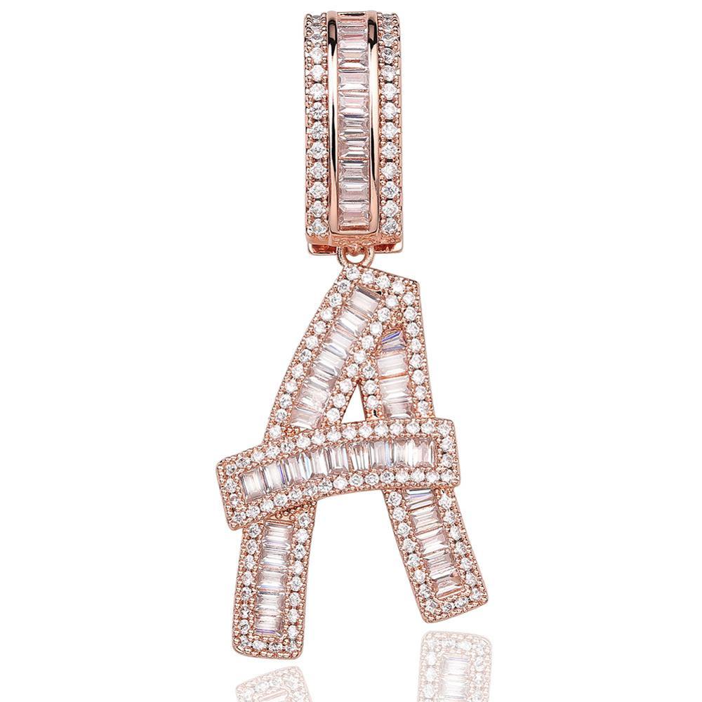 Custom Baguette Font Pendant 14K - ICECI