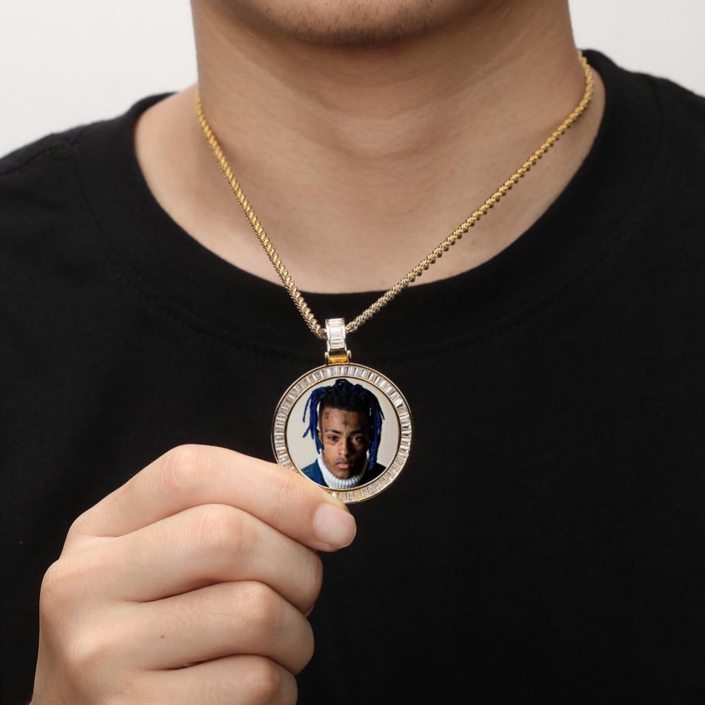 Custom Baguette Photo Medallion Pendant 18K - ICECI