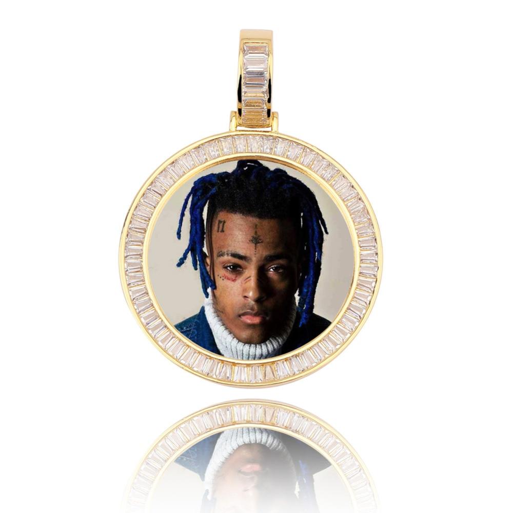 Custom Baguette Photo Medallion Pendant 18K - ICECI