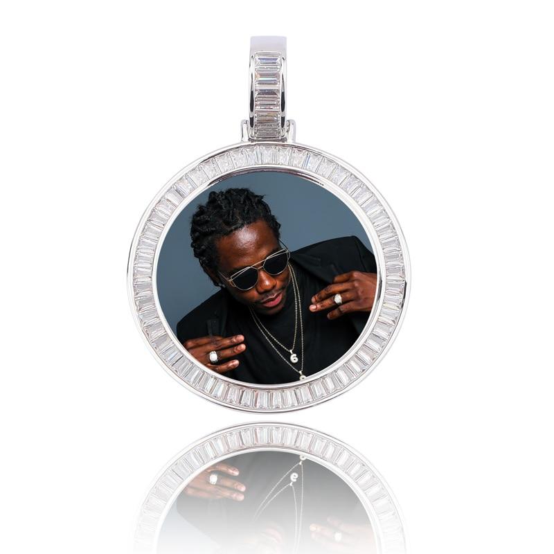 Custom Baguette Photo Medallion Pendant 18K - ICECI