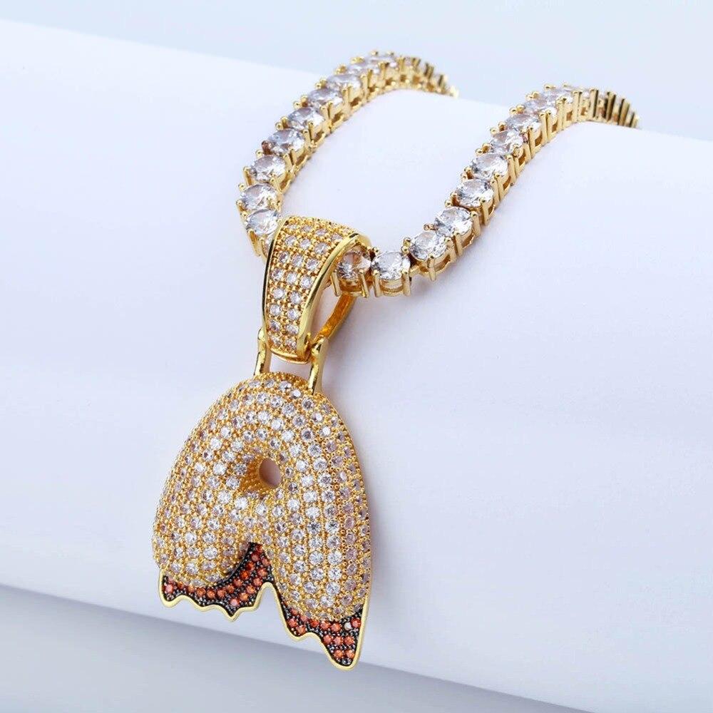 Custom Blood Bubble Font Pendant 18K - ICECI