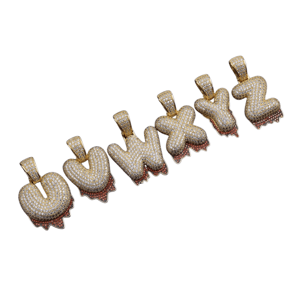 Custom Blood Bubble Font Pendant 18K - ICECI